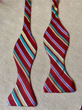 Carrot & Gibbs Silk Bow Tie Red  Stripes Self Tie USA